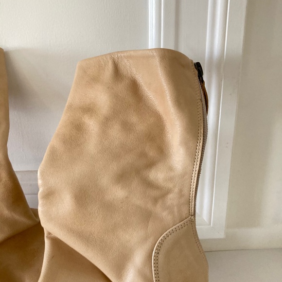 Free People Elle Block Heel Leather Boots In Natural Cane Sz 39 - Picture 6 of 12